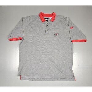 Vintage Puma Kansas City Chiefs Polo‎ Shirt Mens 2XL. Grey NFL Apparel.